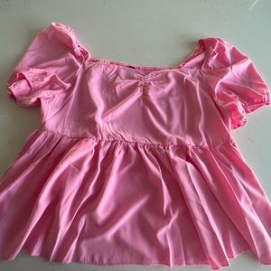 Plus size 4x pink short sleeve peplum shirt